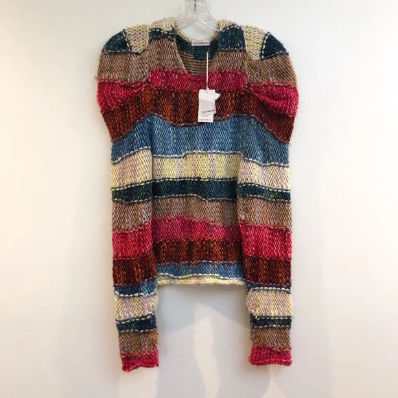 Ulla Johnson Violetta 100% Merino Wool Striped Hand Knit Designer Sweater PS NWT - Picture 3 of 13